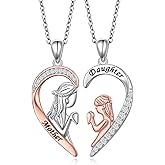 Flyow Mother Daughter Necklace Set 925 Sterling Silver 2 Pendants for Women New Mom Daughter Jewelry Mother's Day Gifts