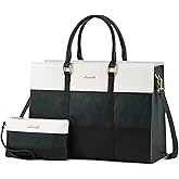 LOVEVOOK Laptop Bag for Women, 15.6 Inch Laptop Tote Bag, Vintage Leather Work Bags for Women, Waterproof Computer bag with Clutch Purse, Large Capacity Briefcase, Business Office Bag