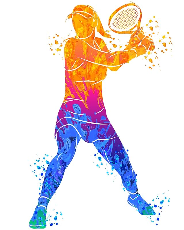 Tennis Wall Art Gift for Her - Gifts for tennis player women - Watercolor Vibrant Sports Posters - Long Tennis Workout room decor - Abstract decor for Girls bedroom…