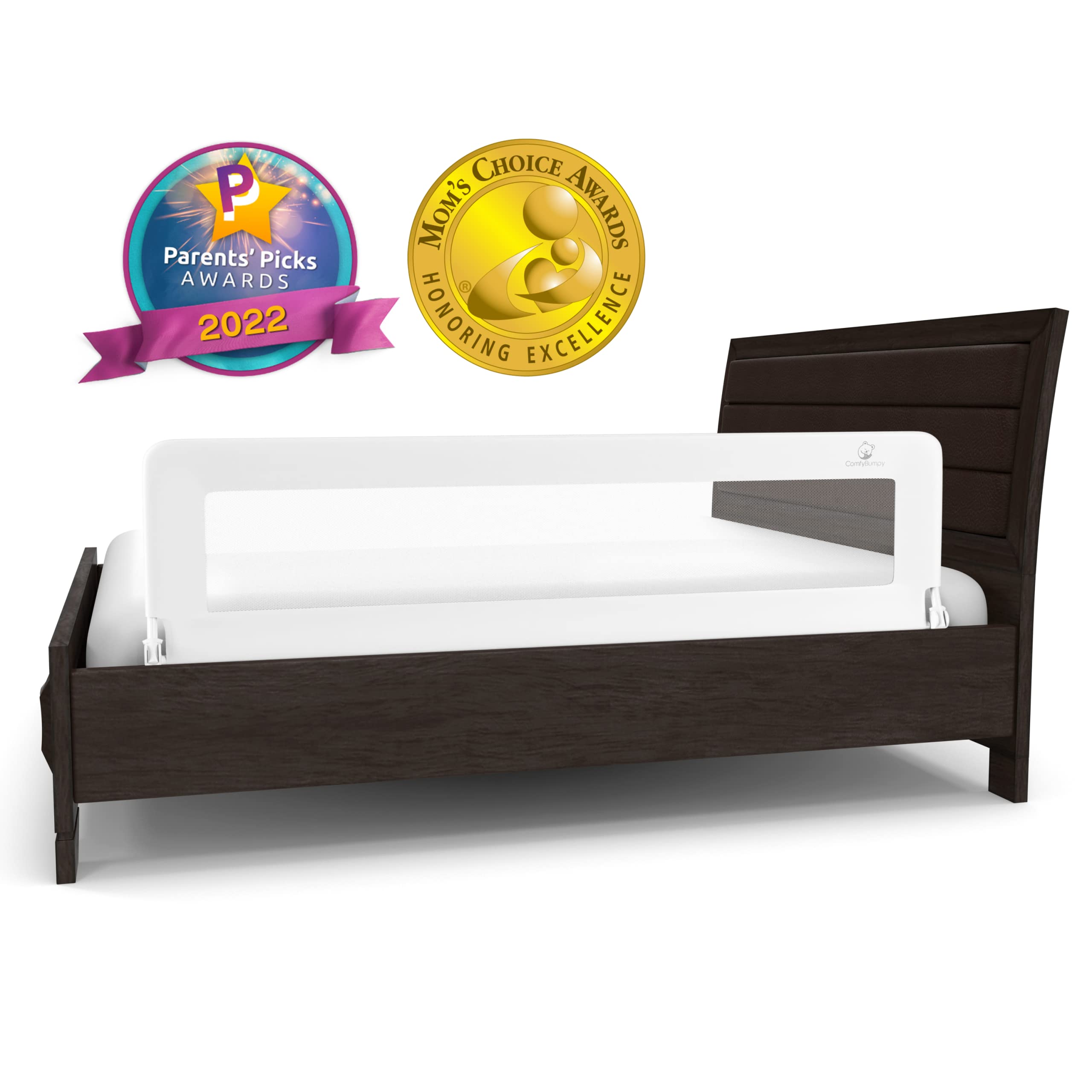 Photo 1 of ComfyBumpy 59 inch Extra Long Toddler Bed Rails - Baby Bed Rail Guard for Kids, Twin, Full, King and Queen Beds - Adjustable Bed Rail for Toddlers - Bed Side Bedrails - White, XL (59" x 19.5")