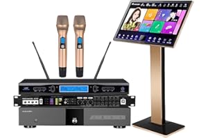 WELLZWEIDER New Chinese Karaoke Machine KV-V5 Karaoke Player with Reverb Wireless Microphone, 22-inch capacitive Touch Screen, Free Cloud Download Function YouTube APP Play Movies and Chinese TV Online, 4T