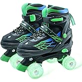 Kids Roller Skates for Boys and Girls, Adjustable Quad Skates for Kids Ages 5-8 6-12 with Light Up Wheels, Children Beginners Rollerskates for Indoor Outdoor