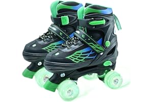 Roller Skates for Kids, Adjustable Quad Skates for Youth Teen Ages 5-14 with Light Up Wheels, Children Beginners Rollerskates