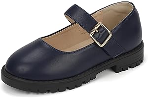 Hehainom Girls Mary Jane Dress Shoes School Uniform Shoes Little Big Kids Round Toe Platform Flats