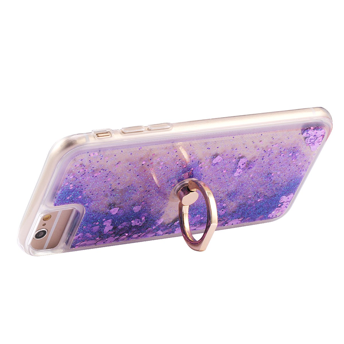 iPhone 7 Case for Girls,iPhone 6S Case,i-Dawn iPhone 6 6S 7 Crystal Clear Soft TPU Glitter Bling Liquid Floating Quicksand Case Cover with Stand (Purple)