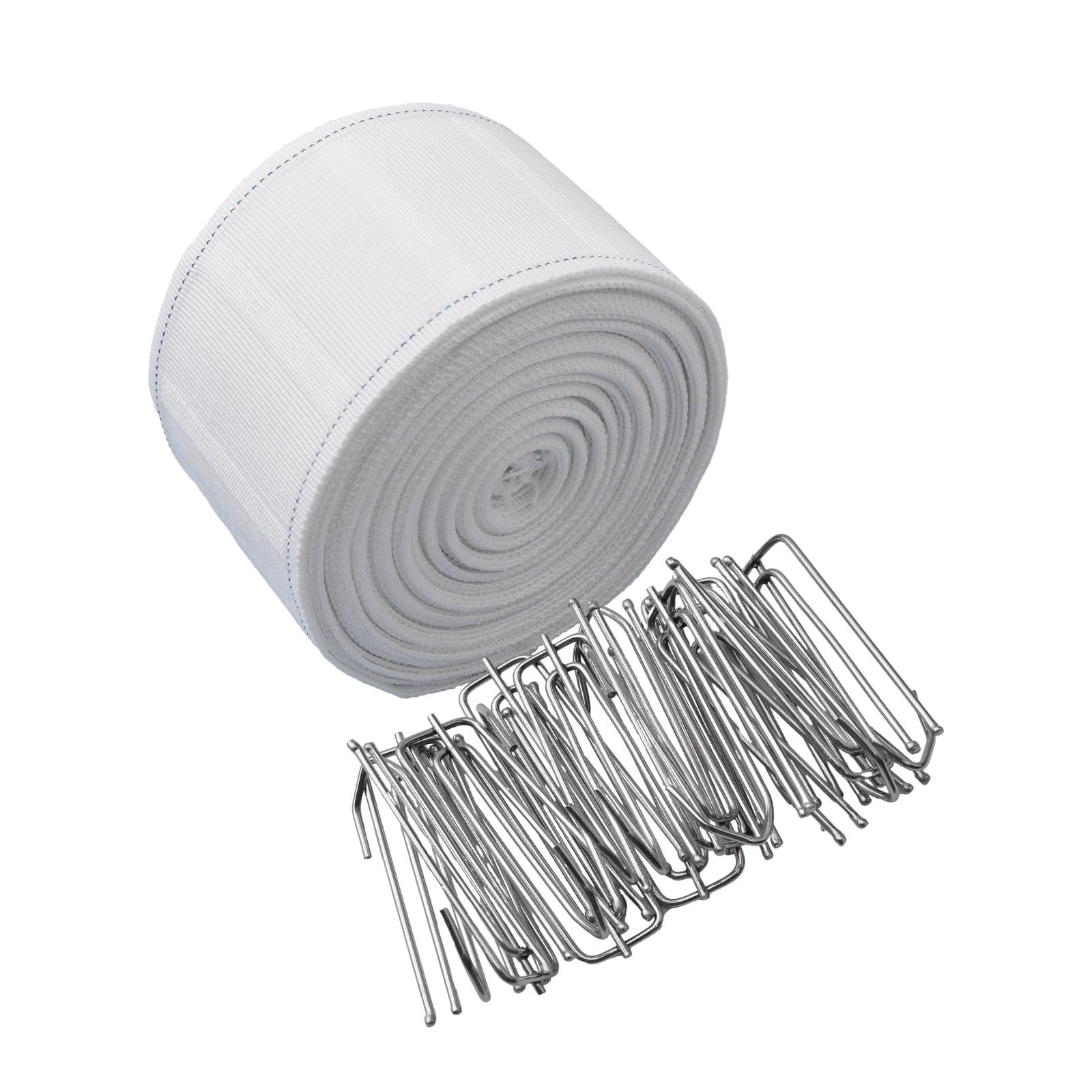 INCREWAY Curtain Accessory, 10 Meters/10.9 Yards White Curtain Tape Curtain Heading Deep Pinch Pleat Tape with 30 Pcs Stainless Steel 4 Prong Curtain Pleater End Tape Hooks Clips for Curtain DIY