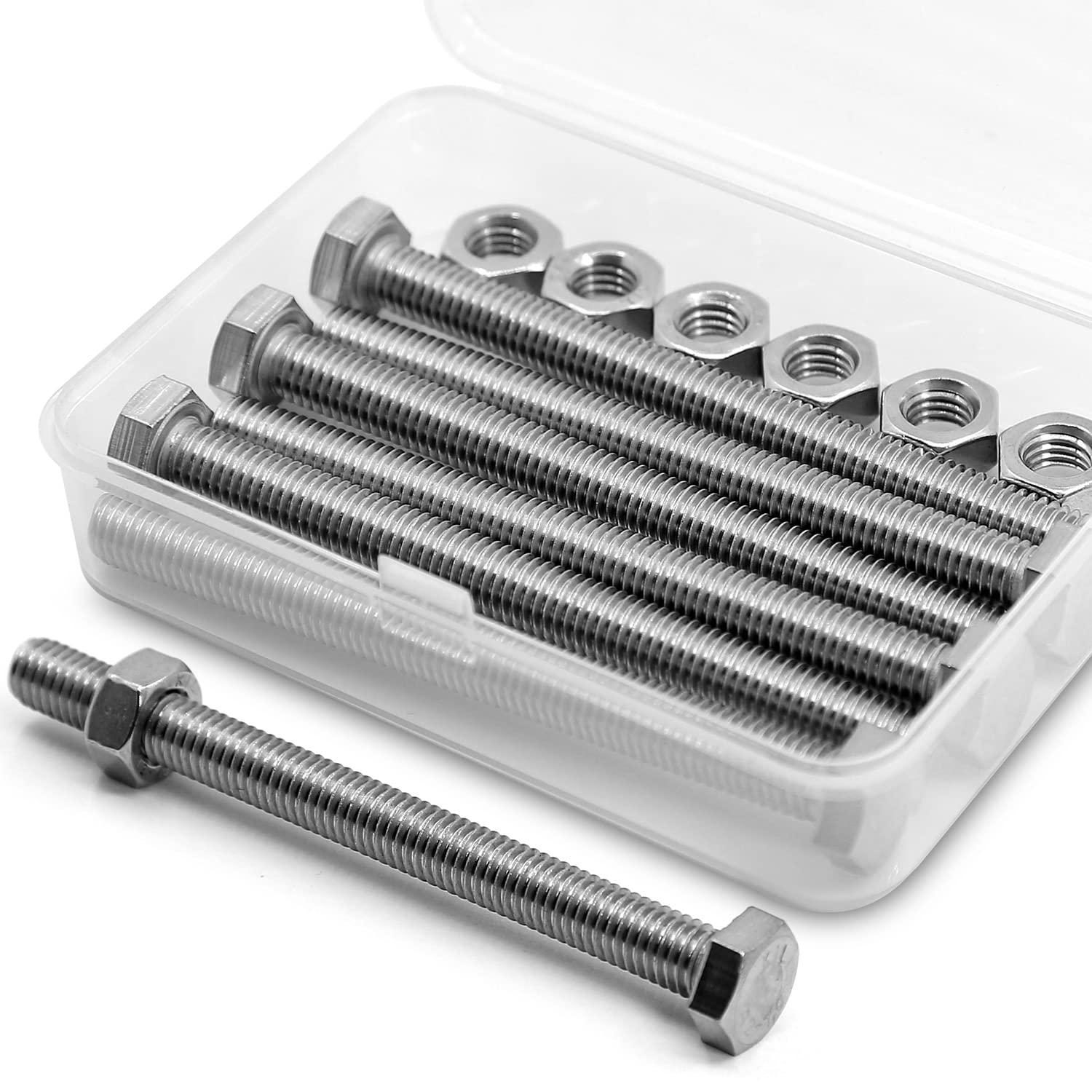 M8 x 110 mm, 6 pieces, 304 stainless steel hexagon screws, bolts and nuts set, machine screws