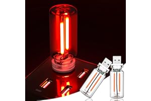 Kairiyard 2 PCS Red USB Car LED Lights Interior, Touch Control Adjustable Brightness Plug-in Retro Portable Glass Bottle Ambient Night Lights for Car, Computers, Party, Holiday Decoration, Bedroom
