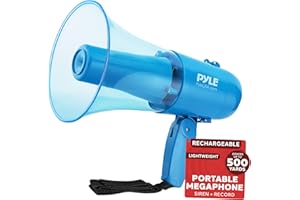 Pyle Megaphone Siren Bullhorn Speaker, Portable and Lightweight Automatic Bullhorn for Indoor & Outdoor Use, Wide Projection 