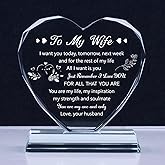 TIKTREE Gifts for Wife, Wife Birthday Gift Ideas,to My Wife Crystal Heart Keepsake, Anniversary Valentines Day Gift for Her, Romantic Ideas