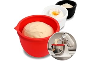 MODAURA MixAid™ Silicone Bowl Liners for KitchenAid Tilt-Head 5 Qt Stand Mixers – 3 Silicone Liners & Lids – Replacement Mixer Accessories – Dishwasher Safe – Mixing Bowl Inserts – Not for Bowl-Lift Models