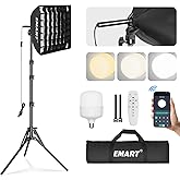 EMART Softbox Photography Lighting Kit, 16"x16" Pull Soft Box with Honeycomb Grid, 50W 3000K-6000K LED Bulb with Remote/APP Control, Softbox Lighting Kit for Video Recording, Live Streaming, Portrait