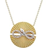 Boston Bay Diamonds Reversible Double Sided Freeform Round Diamond Zodiac Astrology Pendant Necklace in 14K Yellow Gold Plated Sterling Silver with 18 Inch Box Chain