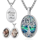 Eusense 925 Sterling Silver Abalone Pendant Necklace for Women Men - Urn Locket Cremation Jewelry That Holds Pictures