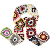 Amazon.com: BIBITIME Handmade Knit Colorful Grid Floral Granny ...