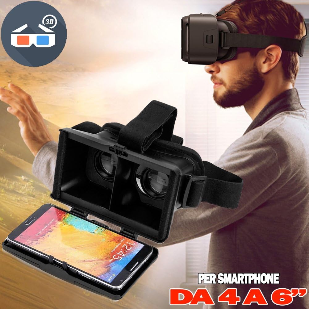 bakaji Glasses Visor Helmet 3d virtual reality for Apple Display 4 to 6 "ANDROID SMARTPHONE – BLACK
