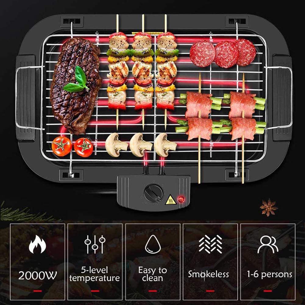 review HONGLONG Electric Smoke-Free Grill,Portable Barbecue,5 Adjustable Temperature Control,Dishwasher Safe,Heating is More Uniform,Suitable for Indoor, Outdoor, Garden, Travel