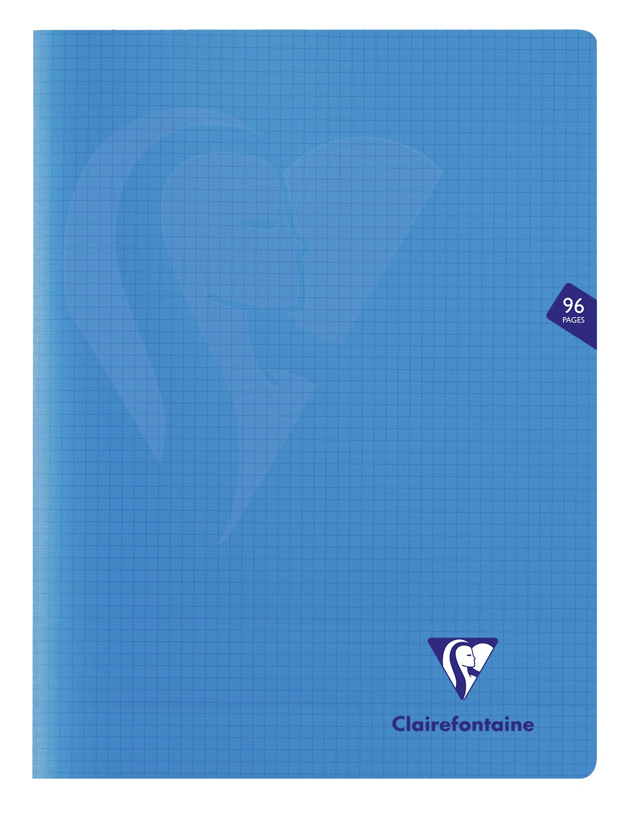Clairefontaine 323362C - One Blue Mimesys Stapled Notebook - Dimensions: 24 cm x 32 cm - 96 Small Squares Pages - White Vellum Paper 90 g - Polypro Cover