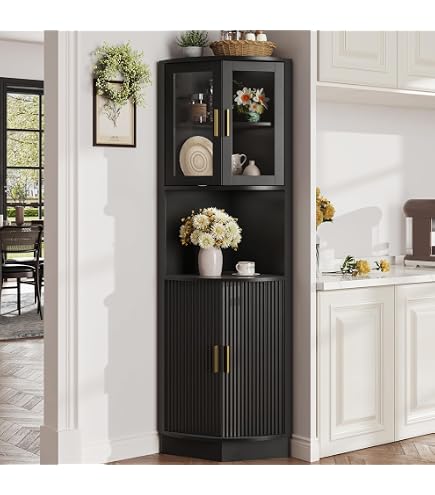 Amazon.com: Biyanuo Glass Door Corner Antique Cabinet with deep
