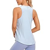 CRZ YOGA Lightweight Workout Tank Tops for Women - Athletic Running Sleeveless Shirts Racerback High Neck T-Shirt