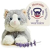 warmies Microwavable & Weighted Stuffed Animals, Laying Down Gray Cat - Heated Stuffed Animal Plushie for Warmth & Comfort - Cute Soft Plush Toys for Boys, Girls, Babies & Toddlers