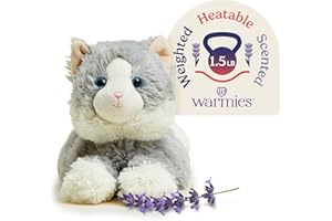 warmies Microwavable & Weighted Stuffed Animals, Laying Down Gray Cat - Heated Stuffed Animal Plushie for Warmth & Comfort - Cute Soft Plush Toys for Boys, Girls, Babies & Toddlers