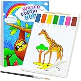 BAOXUE Paint With Water For Toddlers, 24 Pages Watercolor Coloring Book, Arts and Crafts For Kids 4-8, Travel Activities, Stocking Stuffers - Animals