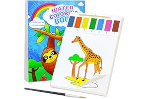 BAOXUE Paint With Water For Toddlers, 24 Pages Watercolor Coloring Book, Arts and Crafts For Kids 4-8, Travel Activities, Stocking Stuffers - Animals