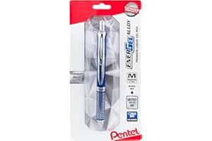 Pentel® EnerGel™ Alloy Premium Liquid Gel Pen, Medium Point, 0.7 mm, Navy/Silver Barrel, Black Ink