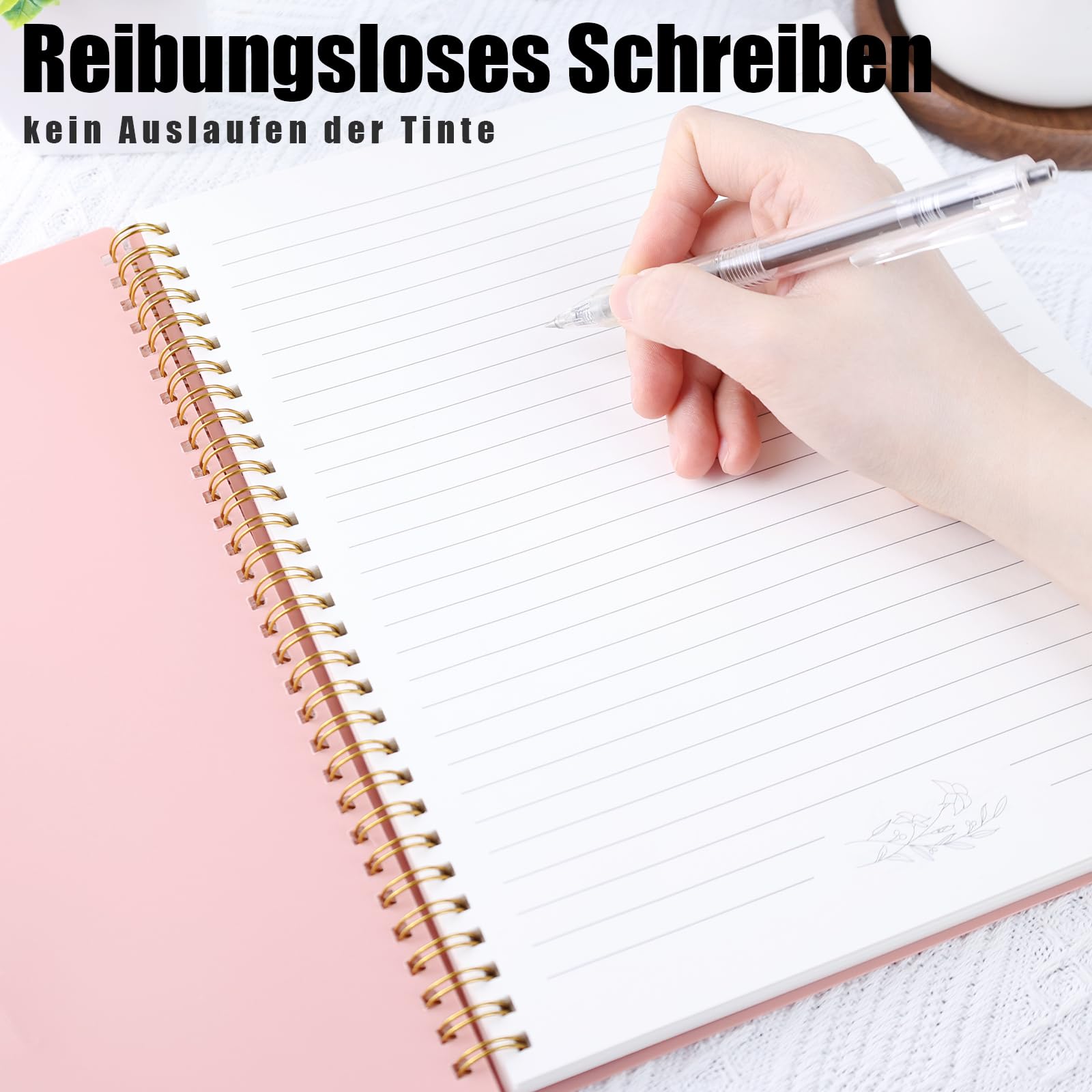 HAKACC Spiral Notizbuch für Frauen, 26,7 x 22 cm College-Notizbuch 160 Seiten Liniertes Notizbuch für Schule Büro Journal Tagebuch Zartes Rosa