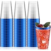 Norme 50 Pcs 14 oz Rimmed Plastic Cups Disposable Clear Cups with Rim Fancy Holiday Drinking Holder 2026 Graduation Party Favor Container Wine Glasses Tumblers for Wedding Valentine's Day(Blue)