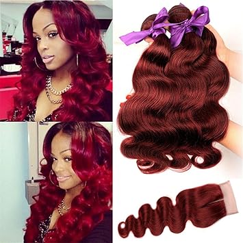 Amazon Com Comely 99j Burgundy Color Body Wave Hair Bundles With