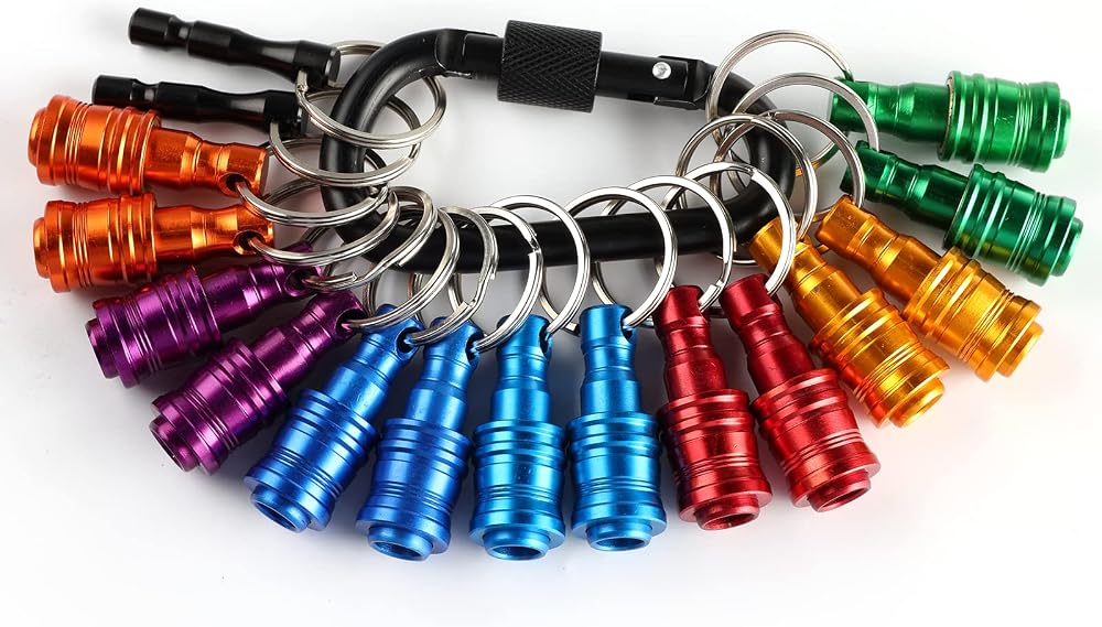 Katerk Portable 16pc Bit Holder Keychain 1/4 in Hex Shank Quick-Change