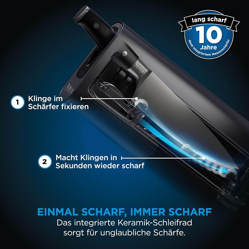 Foodi StaySharp Messerblock, 6-teilig, mit Schärfer, Edelstahl