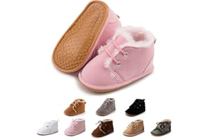 Zoolar Baby Unisex Warm Snow Boots Newborn Leather Fur Lace Up Ankle Anti-Slip Rubber Texture Sole Toddler Prewalker Winter Crib Shoes