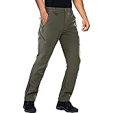 Stlight Mens Snow Ski Water Repellent Softshell Pants for Winter Hiking Fleece Lined Bottom Leg Zipper with 6 Zip Pockets