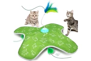 Mdupw Interactive cat Toys, Indoor cat Hide-and-Seek Toys, Hidden Feather Non-Flipping Doll Cover Design, Cat Toys for Bored Indoor Adult Cats