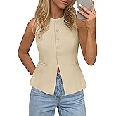 PRETTYGARDEN Womens Vests Top Trendy 2026 Spring Sleeveless Blazer Suit Summer Business Casual Work Button Down Waistcoat