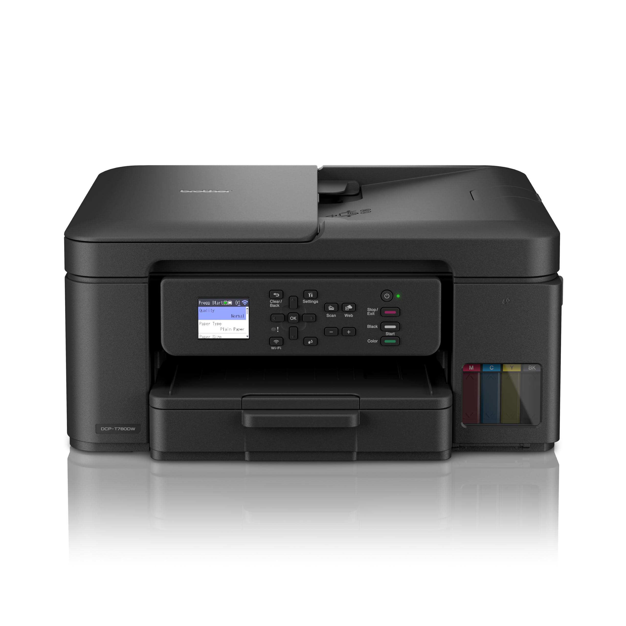 Brother DCPT780DW | Multifunzione inkjet Tankbenefit |16 ipm |Stampa Duplex |Display 4.5 cm|Cassetto 150 fogli e ADF 20 fogli |WiFi e USB |Inchiostri inbox da 15.000 pp BK e 5.000 pp CMY