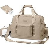 LOVEVOOK Gym Bag for Women, Weekender Overnight Bag With Shoe Compartment, Travel Duffel Bag with Trolley Sleeve, Personal Item Bag, Workout Dance - Khaki