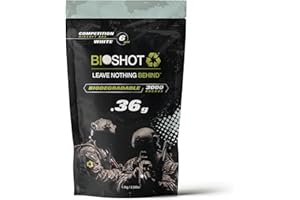 BioShot Biodegradable Airsoft BBS - .36g Super Slick Seamless Sniper Weight Competition Match Grade for All 6mm Airsoft Guns and Accessories (3000 Rounds, White)