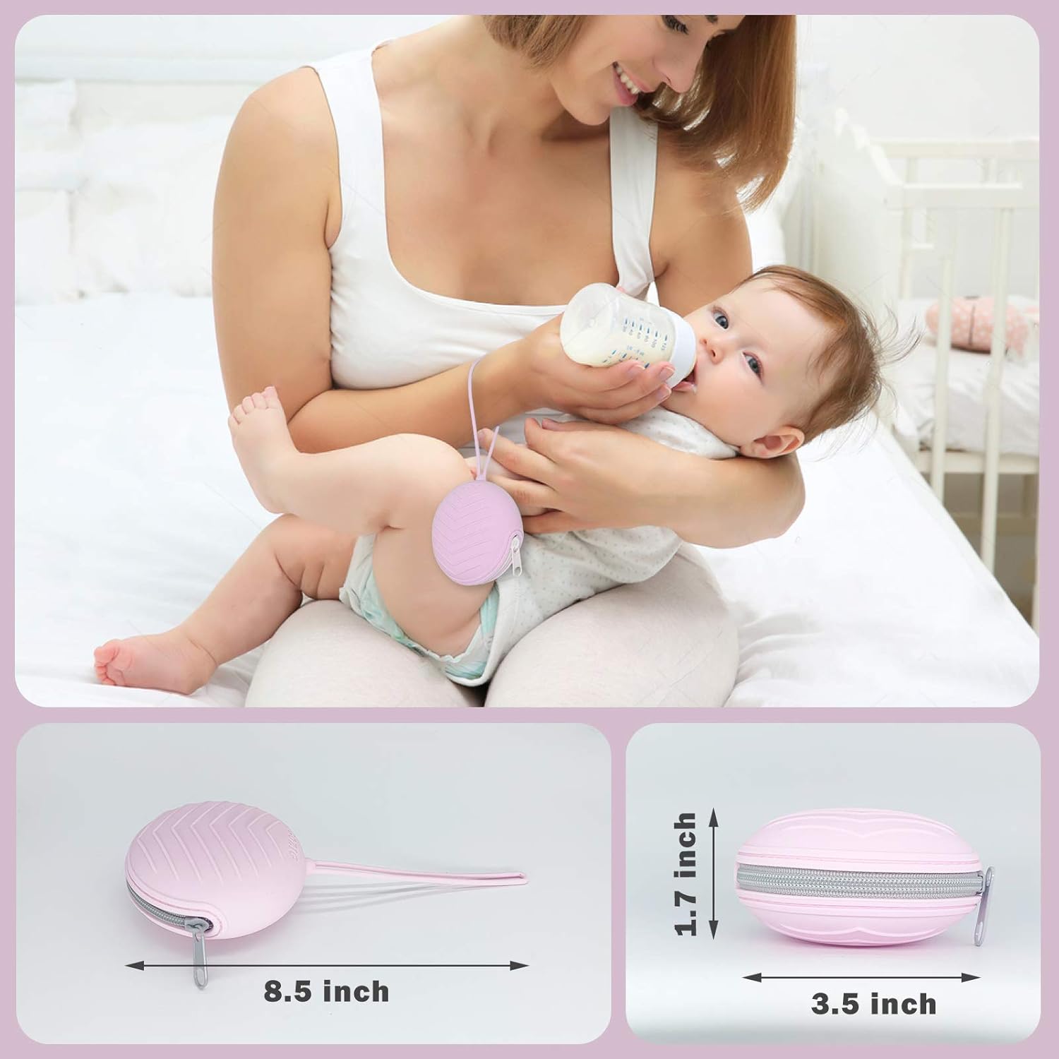 GOZIG Pacifier Holder Case, Update Silicone Cover for Baby Pacifier Storage (Pink): Kitchen & Dining