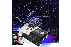 AKEPO 20W RGBW Twinkle APP Different Color Dual-Head Colorful Shooting Star Fiber Optic Lights, 1300pcs 0.03in 13.1ft Optical