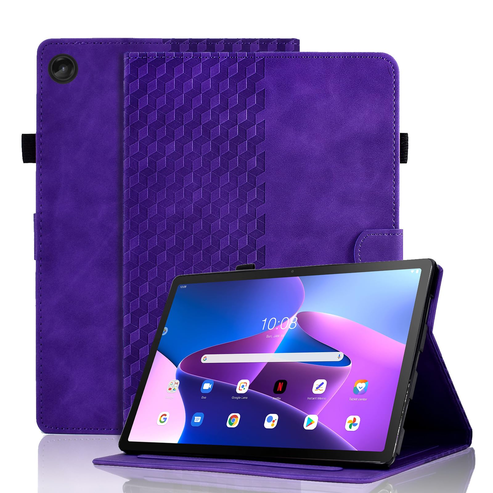 Vkooer Case for Lenovo Tab M10 3rd Gen 10.1-inch (TB328FU / TB328XU) Leather Folio Cover with Auto Sleep/Wake Smart Shell Fit Lenovo M10 3rd Gen 2022, Purple