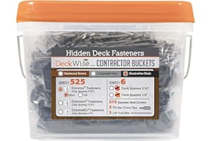 DeckWise (Black) Ipe Clip Extreme Hidden Deck Fasteners, 3/32" Spacing, Includes Stainless Steel Black #8x2" Trim-Head Screws for 300 Sq. Ft. of AD Hardwood or Thermal Wood Decks (525 Bucket)