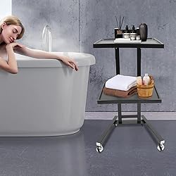 CNCEST 2-Tier Metal Rolling Cart, Foldable Salon