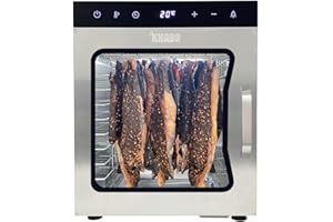 Kalahari Khabu Stainless Steel Biltong Box Food Dehydrator and Drying Cabinet – Large 10 Trays, 5 Hanging Rods, with 20-90°C 