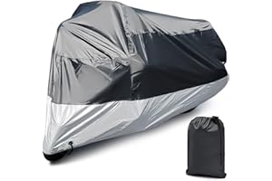 Motorcycle Cover Waterproof Outdoor - PSLER Universal Rainproof Snowproof Motorcycle Dust Cover with Lock-Holes and Storage Bag for Heavy Duty Motorbike, Moped, Dirt Bike, 96 x 49 x 41 Inch, XXL