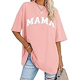 LOMON Oversized T Shirts for Women Short Sleeve Crewneck Summer Tops Loose Casual Mama Shirts Basic Tee