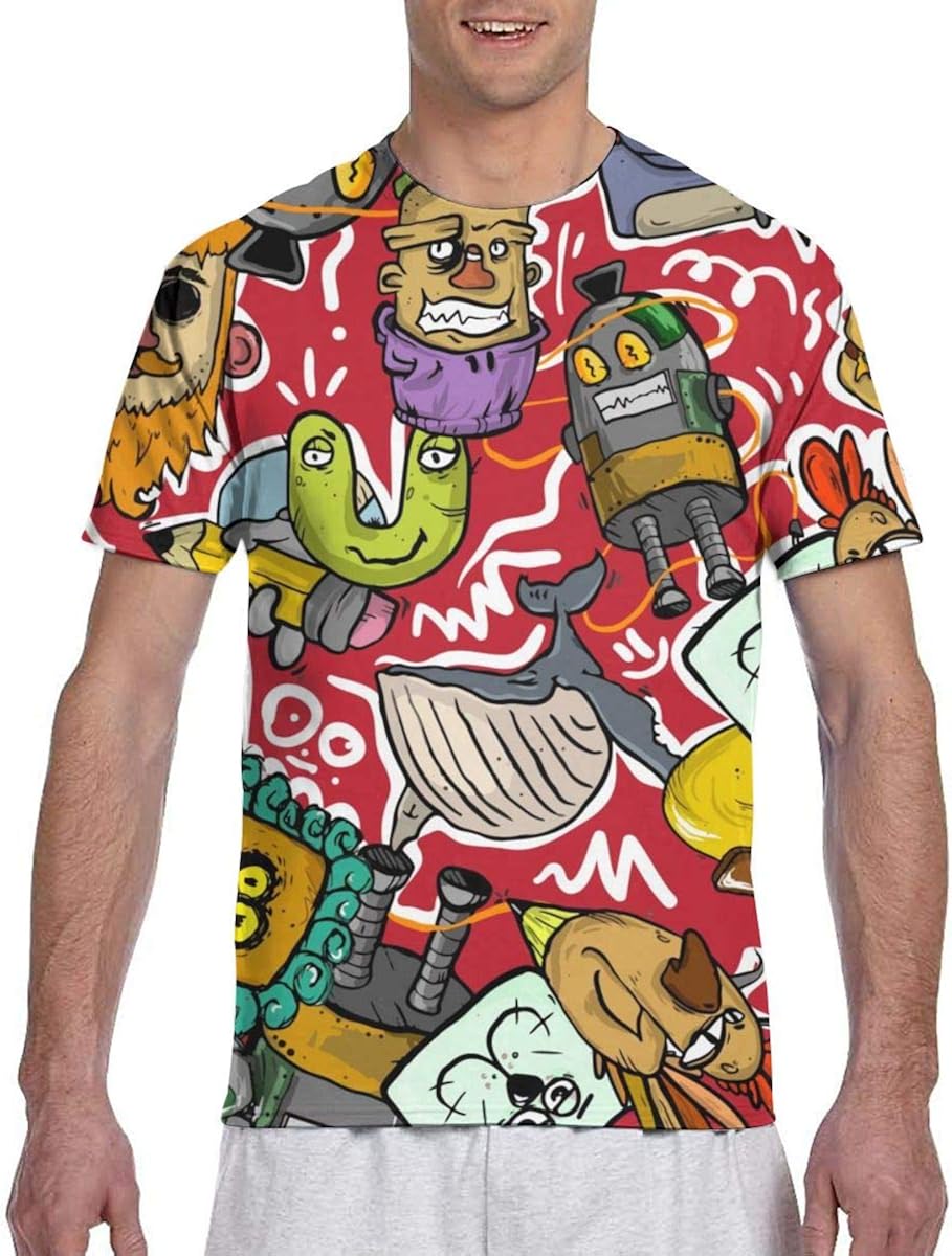 Men's Tee Graffiti Short Sleeve TShirt Comfortable Top Amazon.co.uk